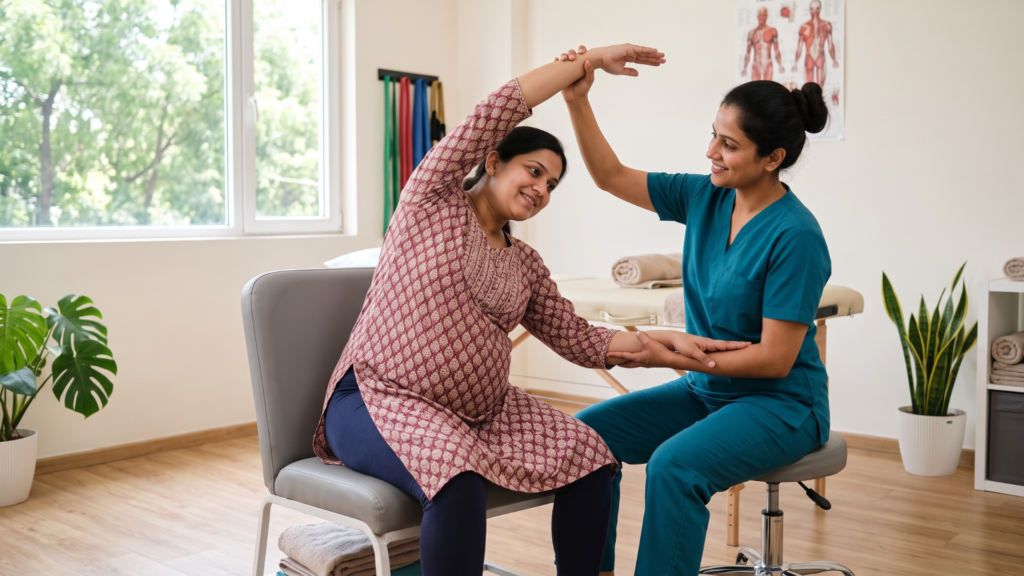 Pregnancy back pain and pelvic girdle pain physiotherapy at Spine Act Physiotherapy Greater Noida